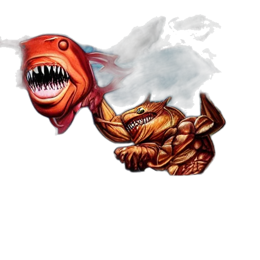 dragon, creature, concept art, fantasy art, watercolor, pixel art, underwater, red transparent PNG cut-out