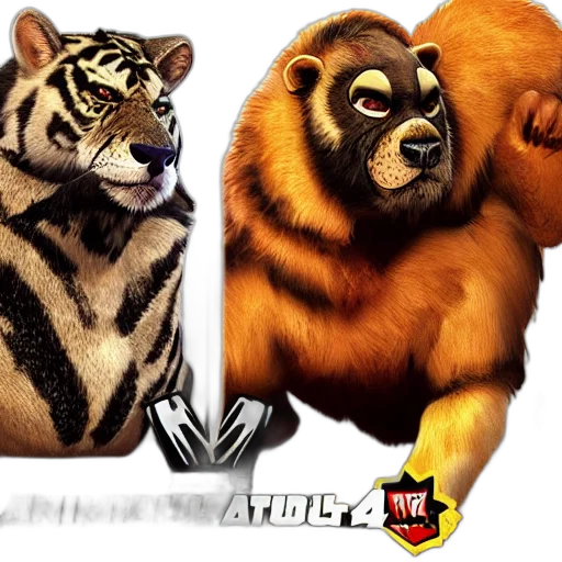 animal, concept art, 3d render, photorealistic, fantasy art, wrestling, playstation transparent PNG cut-out