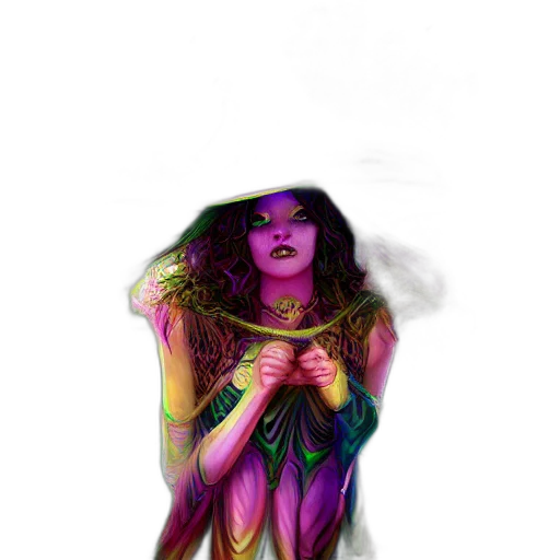 dress, mask, creature, fantasy art, concept art, comic book art, watercolor, neon lights transparent PNG cut-out