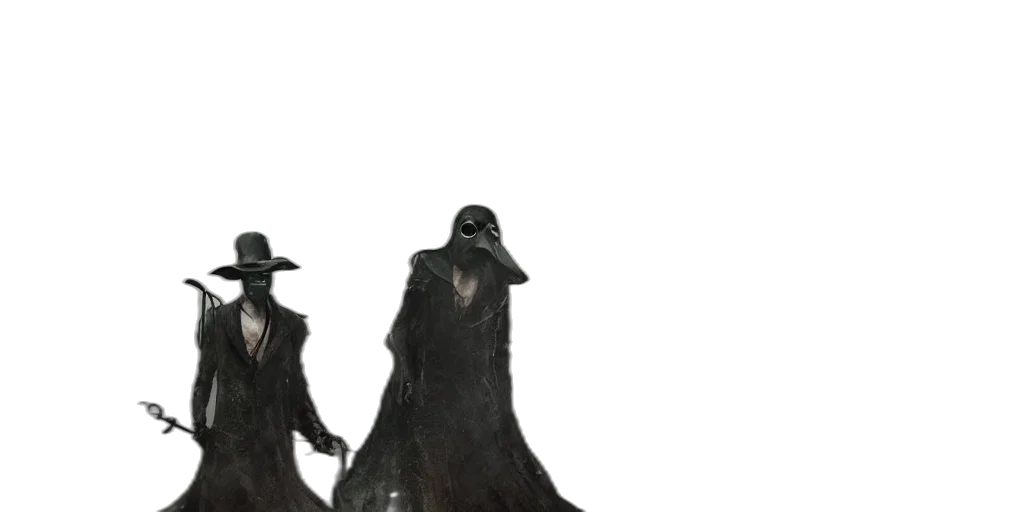 hat, mask, dress, staff transparent PNG cut-out