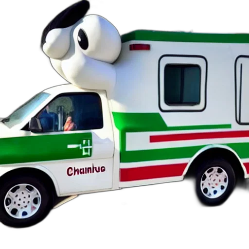 car, 3d render, big, chungus, anthropomorphic, ambulance, shaped, like transparent PNG cut-out