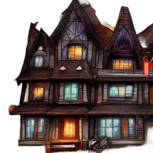 building, concept art, 3d render, fantasy art, photorealistic, monster, house, trending transparent PNG cut-out