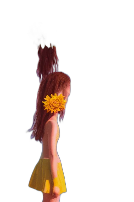 flower, dress, crown, hair, 3d render, concept art, fantasy art, photorealistic transparent PNG cut-out