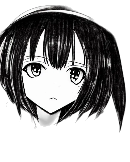 face, mask, hair, robot, anime, cartoon, pencil sketch, photorealistic transparent PNG cut-out