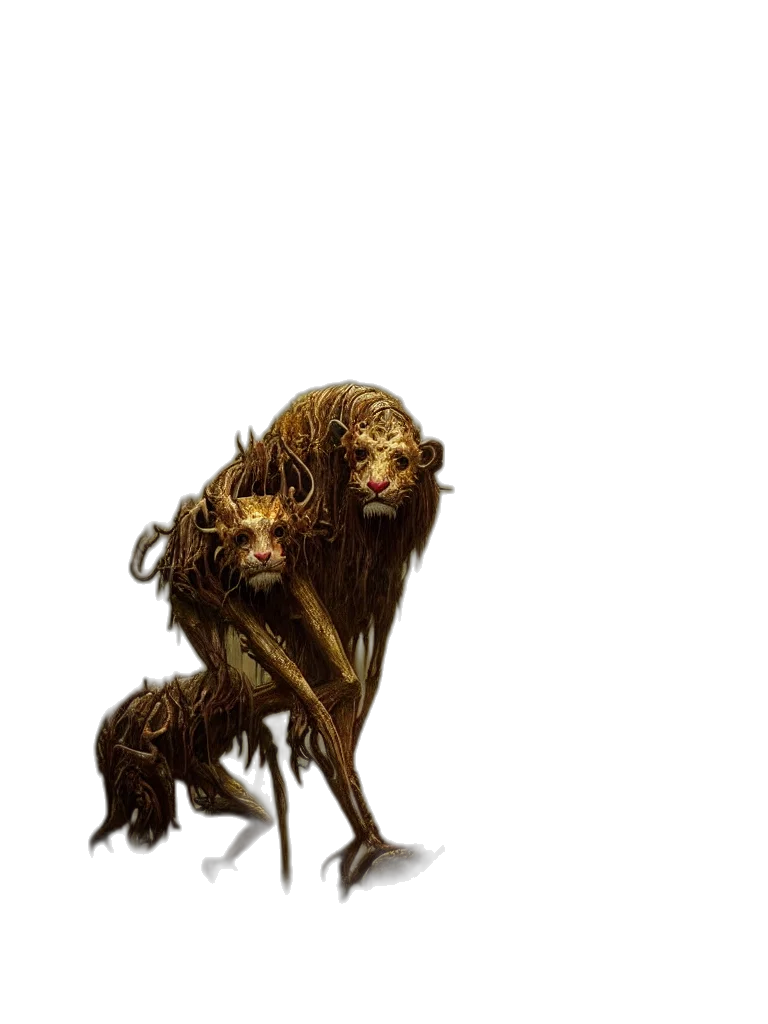 creature, mask, hair, animal, concept art, fantasy art, 3d render, photorealistic transparent PNG cut-out