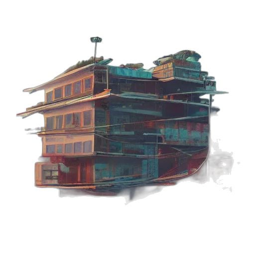 building, robot, car, weapon, concept art, 3d render, watercolor, cyberpunk transparent PNG cut-out