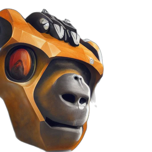 mask, robot, face, creature, 3d render, concept art, monkey, wearing transparent PNG cut-out