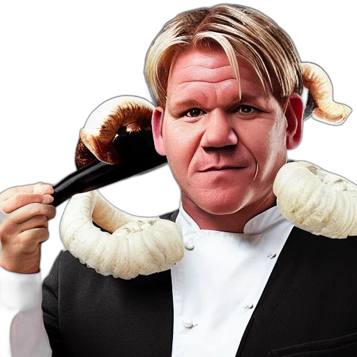 hair, staff, mask, chef, gordon, ramsay, ram, sheep transparent PNG cut-out