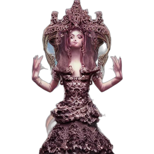 crown, dress, jewelry, creature, fantasy art, concept art, 3d render, photorealistic transparent PNG cut-out