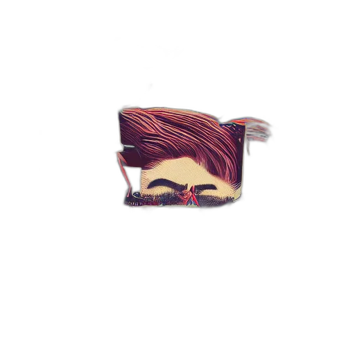 hair, mask, face, jewelry, cartoon, 3d render, vaporwave, pixel art transparent PNG cut-out