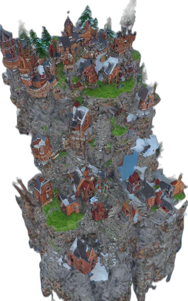 building, dragon, staff, 3d render, fantasy art, concept art, pixel art, forest transparent PNG cut-out