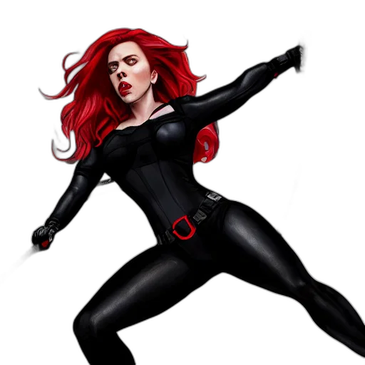 comic book art, concept art, cartoon, pixel art, scarlett, johansson, black, widow transparent PNG cut-out