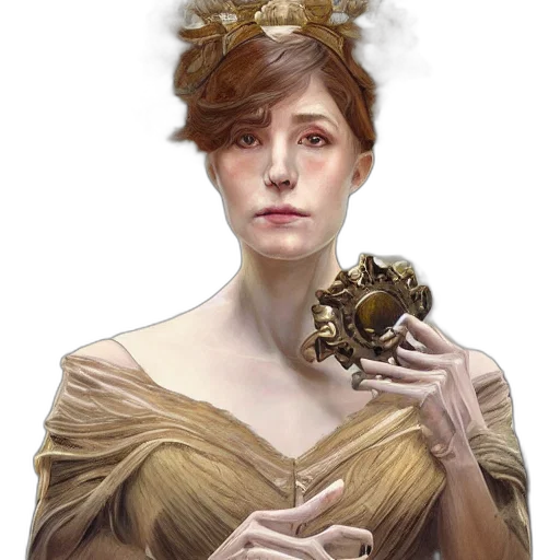 crown, jewelry, dress, face, fantasy art, concept art, photorealistic, oil painting transparent PNG cut-out