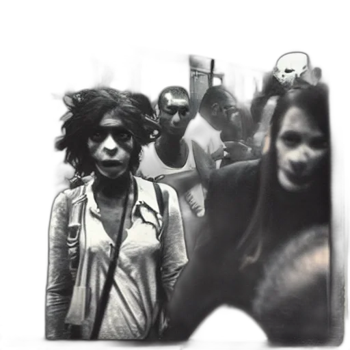 mask, face, staff, jacket, concept art, photorealistic, city street, zombie transparent PNG cut-out