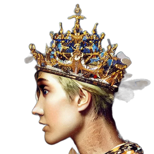 crown, jewelry, hat, face, photorealistic, watercolor, concept art, fantasy art transparent PNG cut-out