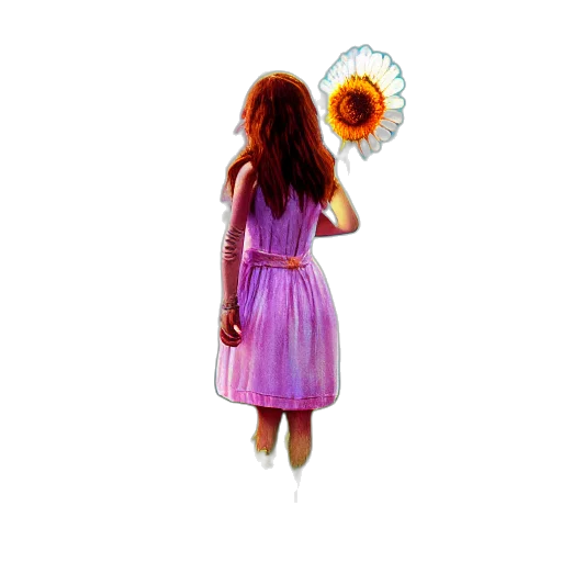 dress, umbrella, staff, flower, watercolor, concept art, photorealistic, oil painting transparent PNG cut-out