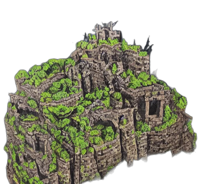 building, crown, tree, 3d render, pixel art, concept art, fantasy art, forest transparent PNG cut-out