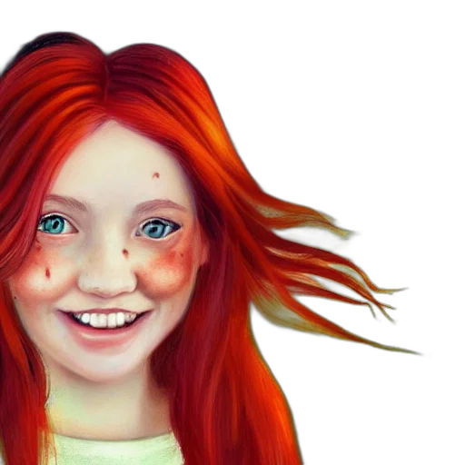 face, hair, photorealistic, 3d render, concept art, fantasy art, red, portrait transparent PNG cut-out