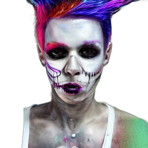 mask, face, creature, watercolor, concept art, cyberpunk, photorealistic, neon transparent PNG cut-out