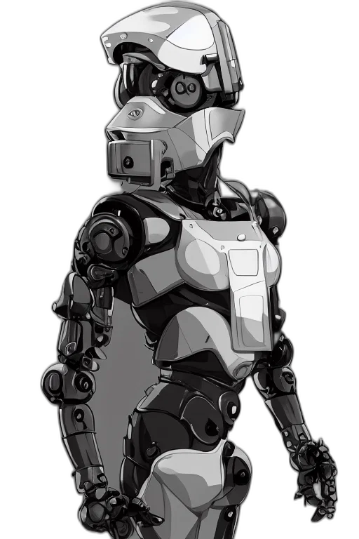 robot, concept art, cyberpunk, 3d render transparent PNG cut-out