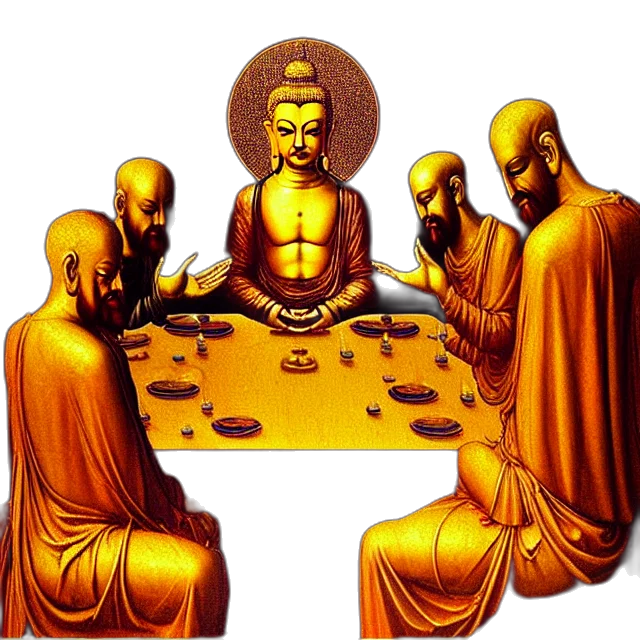 concept art, fire, beautiful, painting, cyberpunk, gold, buddha, last transparent PNG cut-out