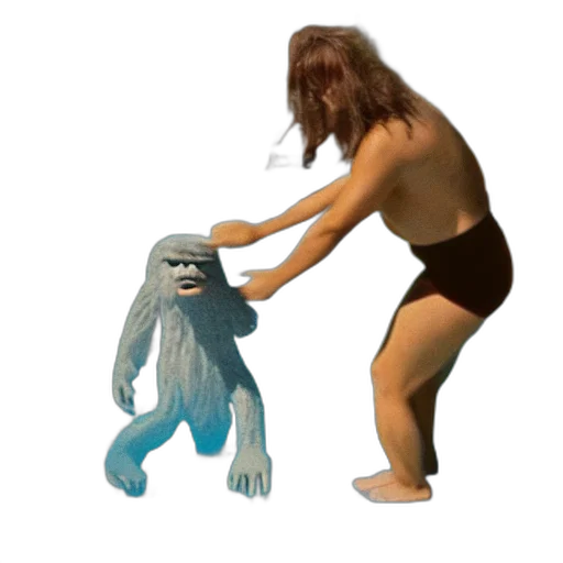 creature, animal, mask, hair, concept art, 3d render, underwater, bigfoot transparent PNG cut-out