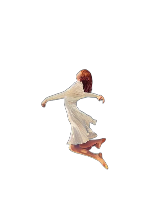 dress, creature, hair, staff transparent PNG cut-out