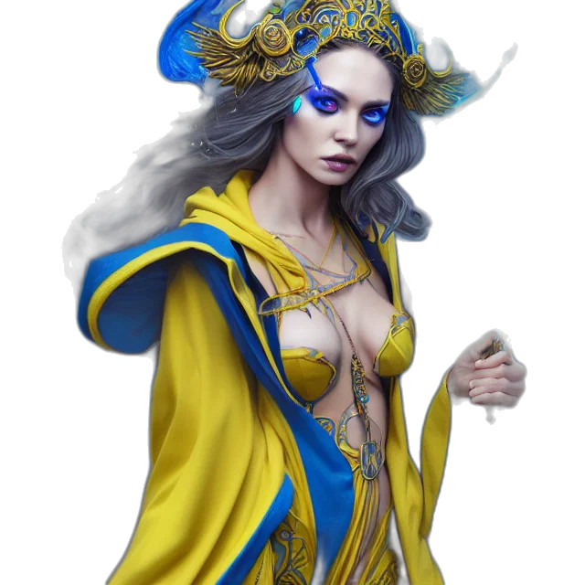 jewelry, dress, staff, fantasy art, concept art, photorealistic, pixel art, blue transparent PNG cut-out