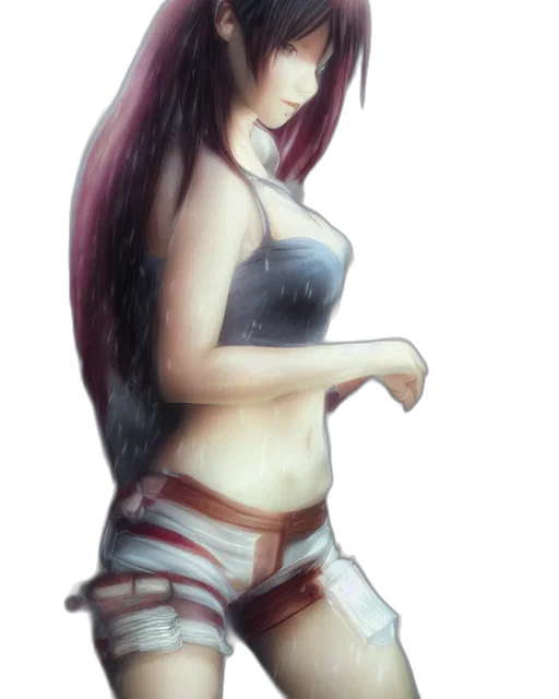 dress, staff, weapon, fantasy art, concept art, anime, watercolor, red transparent PNG cut-out