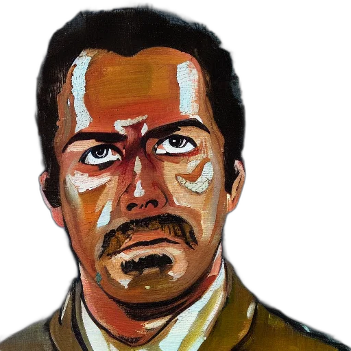 face, jacket, photorealistic, oil painting transparent PNG cut-out