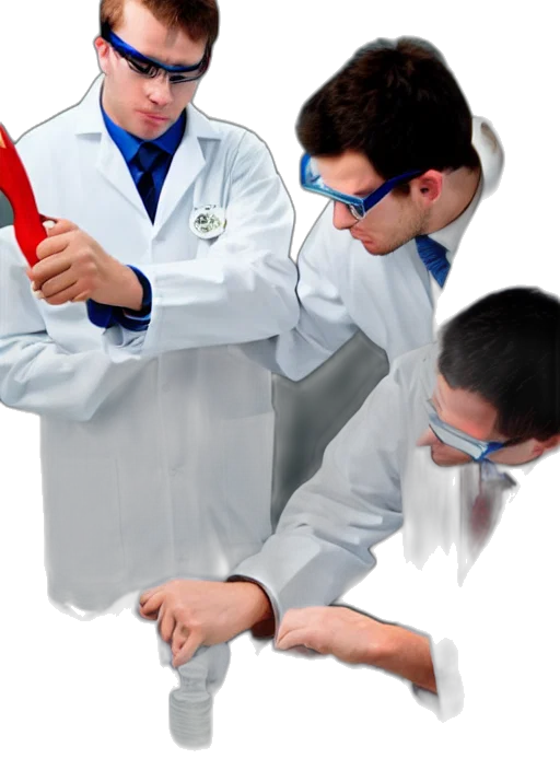 staff, concept art, chemists, white, coats, fighting, knives transparent PNG cut-out