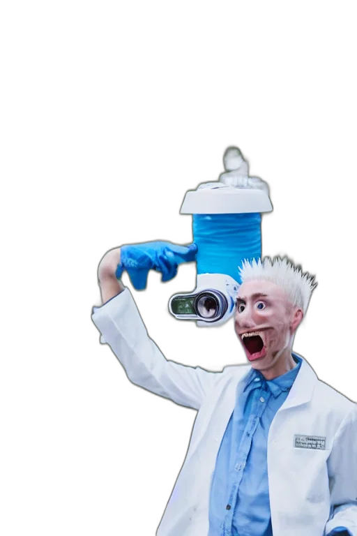 bottle, robot, creature, staff transparent PNG cut-out