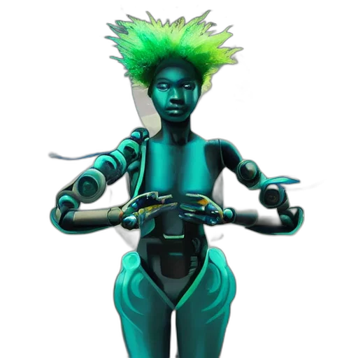staff, robot, concept art, cyberpunk transparent PNG cut-out