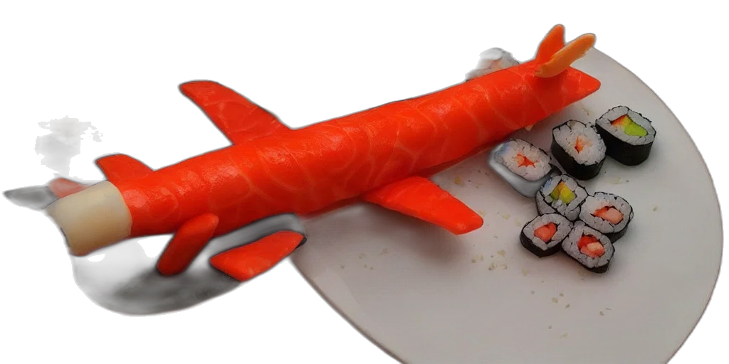 weapon, staff, sword, food, 3d render, airplane, made, sushi transparent PNG cut-out