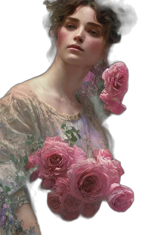dress, face, jewelry, flower transparent PNG cut-out