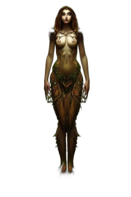 creature, dress, staff, jewelry transparent PNG cut-out