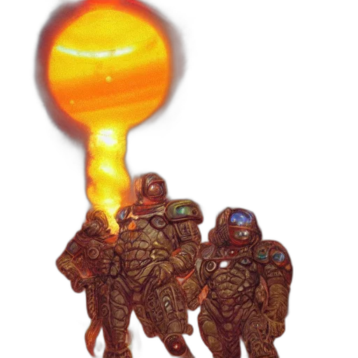 robot, staff, weapon, concept art, pixel art, watercolor, fantasy art, fire transparent PNG cut-out