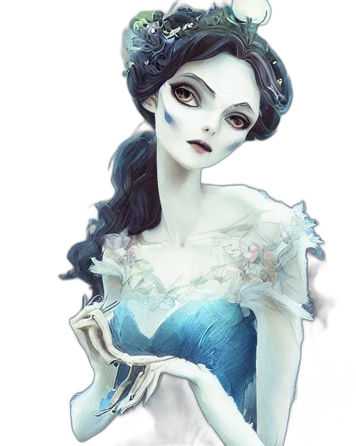dress, mask, jewelry, fantasy art, concept art, comic book art, watercolor, underwater transparent PNG cut-out