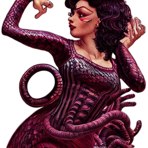 creature, dress, comic book art, fantasy art transparent PNG cut-out