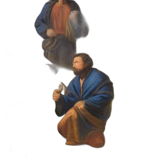 jacket, staff, face, umbrella, concept art, oil painting, photorealistic, 3d render transparent PNG cut-out