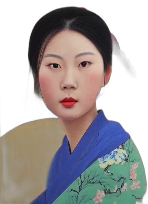 face, staff, dress, oil painting transparent PNG cut-out