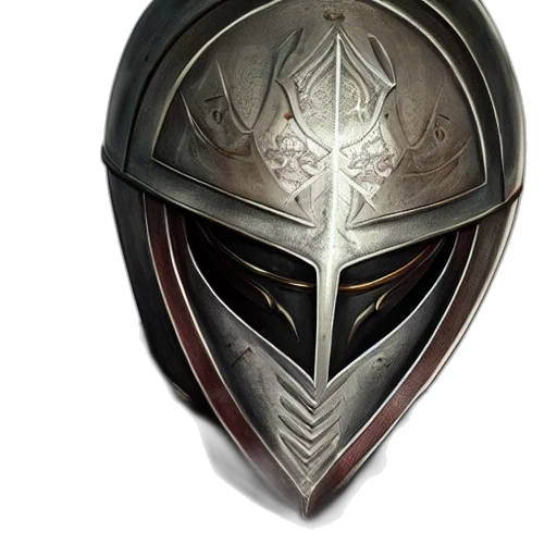 mask, sword, crown, weapon, concept art, fantasy art, 3d render, perfectly transparent PNG cut-out