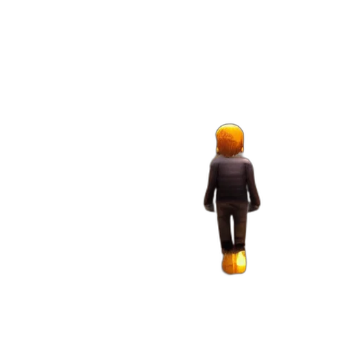 staff, robot, jacket, hat, 3d render, pixel art, concept art, golden transparent PNG cut-out