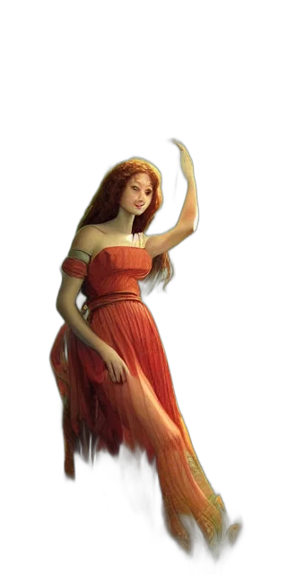 dress, jewelry, staff, fantasy art, concept art, 3d render, photorealistic, fire transparent PNG cut-out