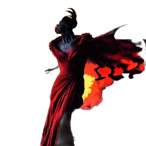 dress, dragon, staff, sword transparent PNG cut-out