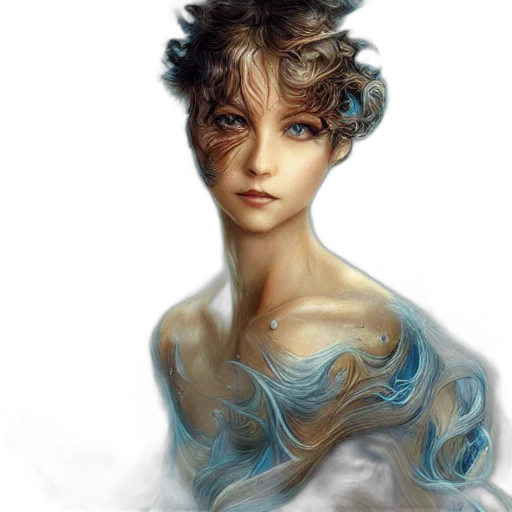 face, dress, dragon, hair, fantasy art, photorealistic, concept art, oil painting transparent PNG cut-out