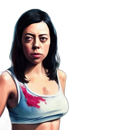 face, photorealistic, concept art, comic book art, pixel art, screenshot, aubrey, plaza transparent PNG cut-out