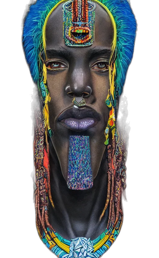 face, jewelry, mask, crown, photorealistic, fantasy art, concept art, watercolor transparent PNG cut-out