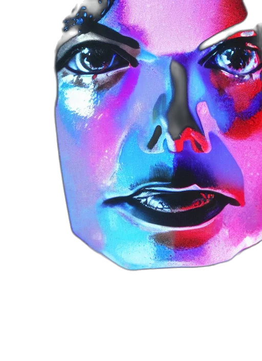 face, mask, photorealistic, vaporwave, watercolor, concept art, outer space, neon lights transparent PNG cut-out