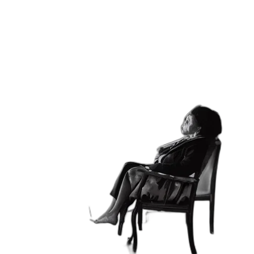 furniture, jacket, dress, face, photorealistic, concept art, 3d render, monochrome transparent PNG cut-out